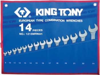 1215MRN01 Набор комбинированных ключей, 8-24 мм, чехол из теторона, 14 предметов KING TONY 1215MRN01